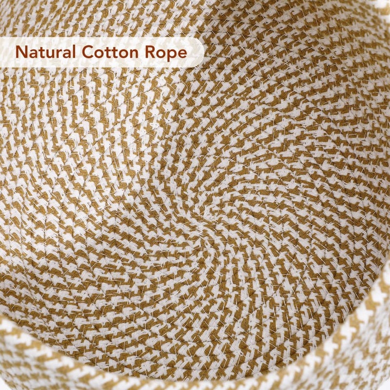 DOITOOL Small Cotton Rope Storage Basket with Lid, 8 inch Round Woven Covered Basket for Organizing, Decorative Lidded Baskets for Nursery Shelf, Boho Makeup Organizer for Vanity Countertop - Image 5