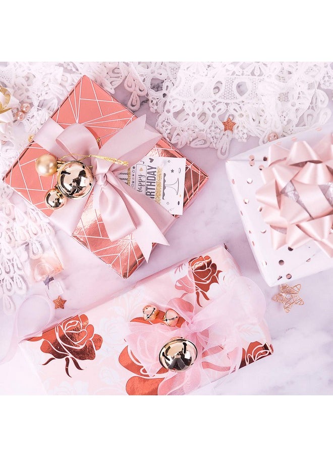 WRAPAHOLIC - Wrapping Paper Sheet 12 Sheets Rose Gold Floral Design Folded Flat For Wedding Birthday Celebration Party Present Packing 19.7 Inch X 30 Inch Per Sheet - Image 1