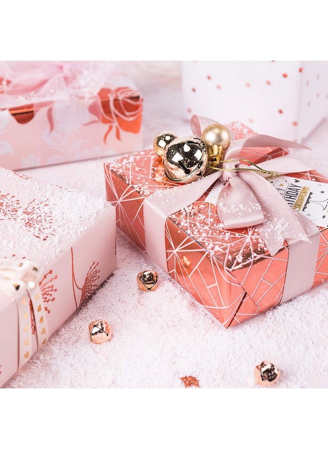 WRAPAHOLIC - Wrapping Paper Sheet 12 Sheets Rose Gold Floral Design Folded Flat For Wedding Birthday Celebration Party Present Packing 19.7 Inch X 30 Inch Per Sheet - Image 1