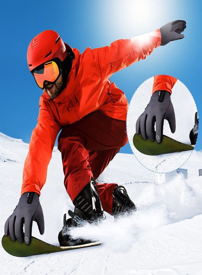 زانماي قفازات زانماي الشتوية الدافئة، 3 أزواج، تعمل باللمس، مقاومة للماء، قفازات تزلج، مانعة للانزلاق، مقاومة للرياح، حرارية للرجال والنساء، للجري والمشي لمسافات طويلة (أسود، رمادي، كحلي، كبير) - Image 5