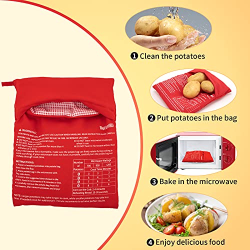 MyLifeUNIT Microwave Potato Bag, Baked Potato Microwave Baking Bag, Red - Image 5