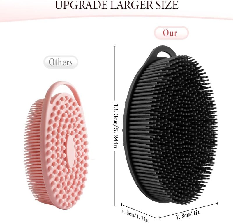 KQNBI Silicone Body Scrubber, Loofah Exfoliating Body Scrubber, Silicone Loofah Shower Body Scrubber 2 Pack, 2 in 1 Body Exfoliator Scrubber with Handle Body Scrub Bath Scrubber Scalp Massager Shampoo Brush - Image 5
