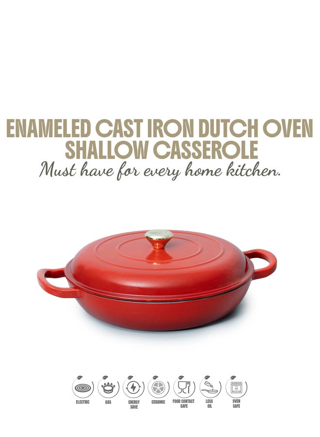 VAV GET Enameled Cast Iron Dutch Oven Shallow Casserole 12-inch - Image 2