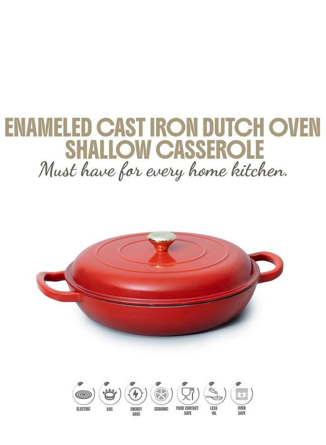 VAV GET Enameled Cast Iron Dutch Oven Shallow Casserole 12-inch - Image 3
