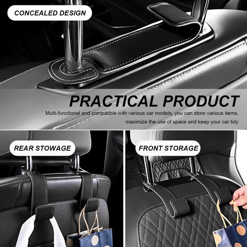 FSTURIOS 2 PCS Car Seat Headrest Hooks, Microfiber Leather Hanger Holder Hook for Hanging Purse and Bag, Universal Vehicle Back Seat Organizer Hook for Grocery Bag Handbag Coat (Black) - Image 5