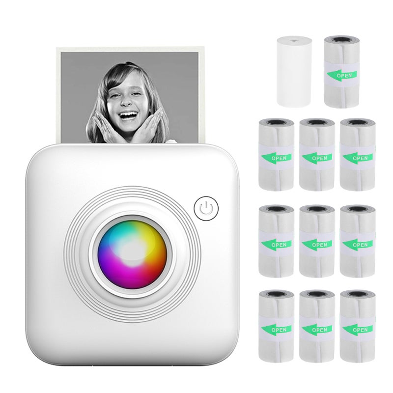 Mini Thermal Printer 58mm Pocket BT Printer With LED Light - OCR Recognition Wireless Photo Printer For Students DIY Home Travel - Image 1