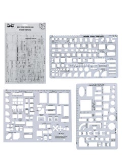 - House Plan Interior Design And Furniture Templates Drafting Tools And Ruler Shapes For Architecture - Set Of 3