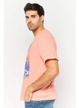 Gotcha Men Crew Neck Short Sleeves Brand logo T-Shirt, Coral  - Image 3