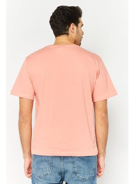 Gotcha Men Crew Neck Short Sleeves Brand logo T-Shirt, Coral  - Image 4