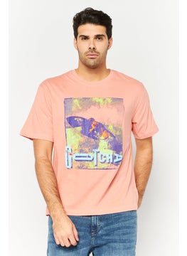 Gotcha Men Crew Neck Short Sleeves Brand logo T-Shirt, Coral  - Image 1