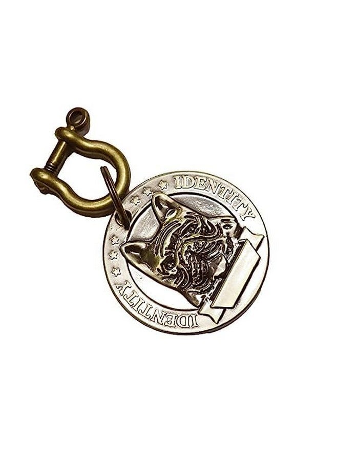 طوق ذهبي عتيق متين على شكل دائري للحيوانات الأليفة، علامة نحاسية مستوردة، علامة هوية للحيوانات الأليفة مخصصة، مثالية لتزيين رقبة الجراء والكلاب - Image 1