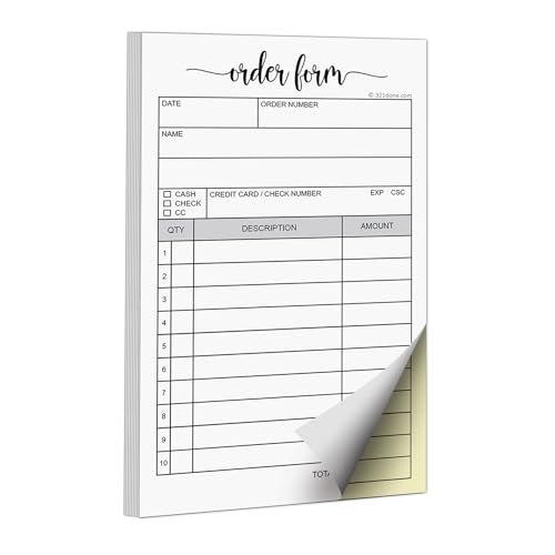 321Done Order Form Pad with Carbon Copies for Small Boutique Business, 2-Part Carbonless Carbon Copy Duplicate, Sales Order & Invoice Pad, 3.4x5.5 Handheld, 50 White/Yellow Sets - Made in USA - Image 1