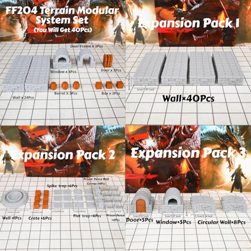 AUSPDICE Dungeon Walls 40pcs 28mm Miniature RPG Terrain Modular System DND Terrain Building Accessories for Tabletop RPG Role Playing Scenes Gift of Christmas Halloween for DM Expansion Pack 2 - Image 5