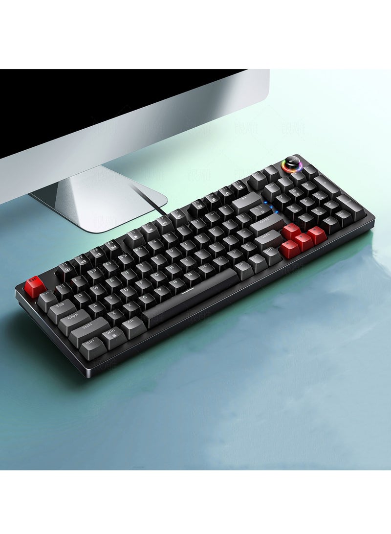 New K700 luminous mechanical keyboard gaming keyboard multi-function knob 96-key wired color matching computer keyboard