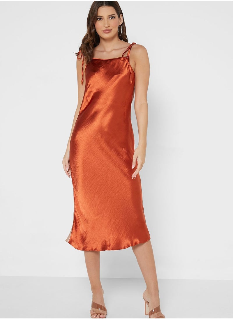 TOPSHOP Tie Shoulder V-Neck Knitted Dress  - Image 3
