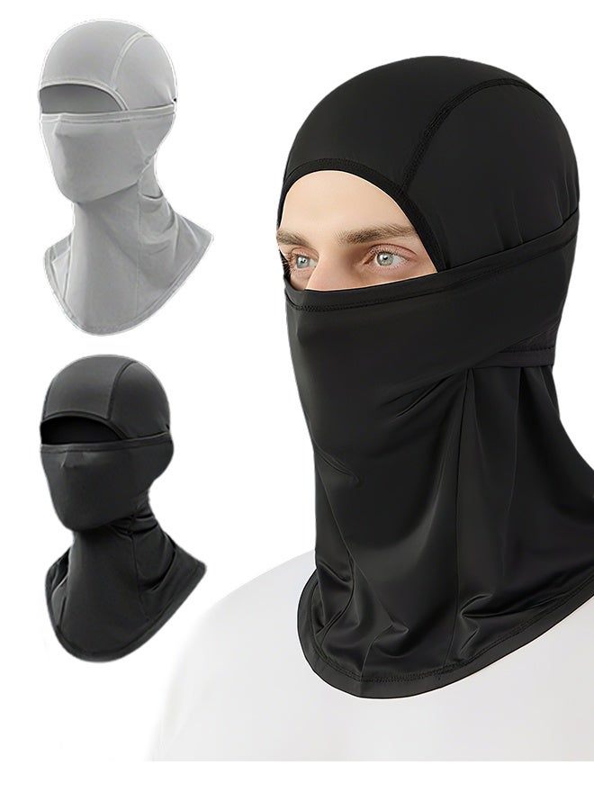 Generic 2Pcs Balaclava Face Mask UV Protection Ice Silk for Men Women Sun Hood Cycling, Climbing, Running (Black+Grey) - Image 1