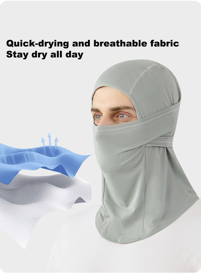 Generic 2Pcs Balaclava Face Mask UV Protection Ice Silk for Men Women Sun Hood Cycling, Climbing, Running (Black+Grey) - Image 5