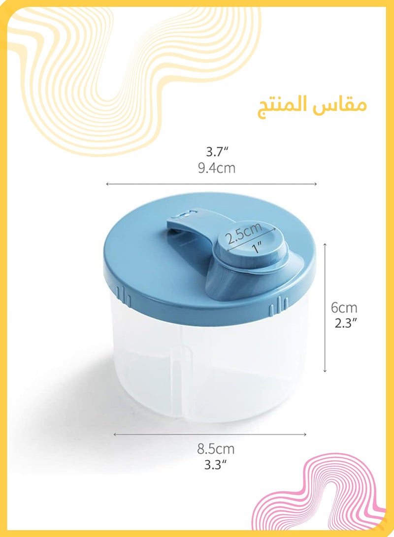 She&Little 2 Pcs Baby Formula Dispenser, Portable Milk Powder Containers, 4-Compartment Large Capacity, Stackable Milk Storage Box for Travel (200ml, Blue & Pink) - Image 2