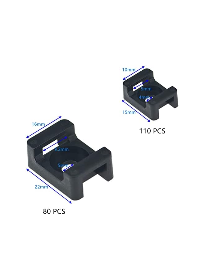 promass 190 Pieces Black Cable Tie Bases,Cable Tie Mounts,Cable Tie Saddles (Black) - Image 4