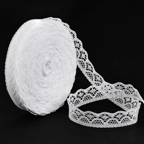 VGOODALL 30 Yards White Lace Ribbon Roll Lace Trim Sewing Crafts Lace for Gift Wrapping Dress Decoration Wedding
