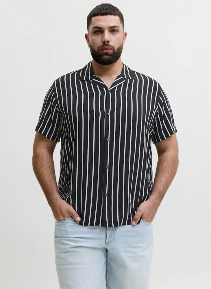 Plus Size Striped Short Sleeve Shirt