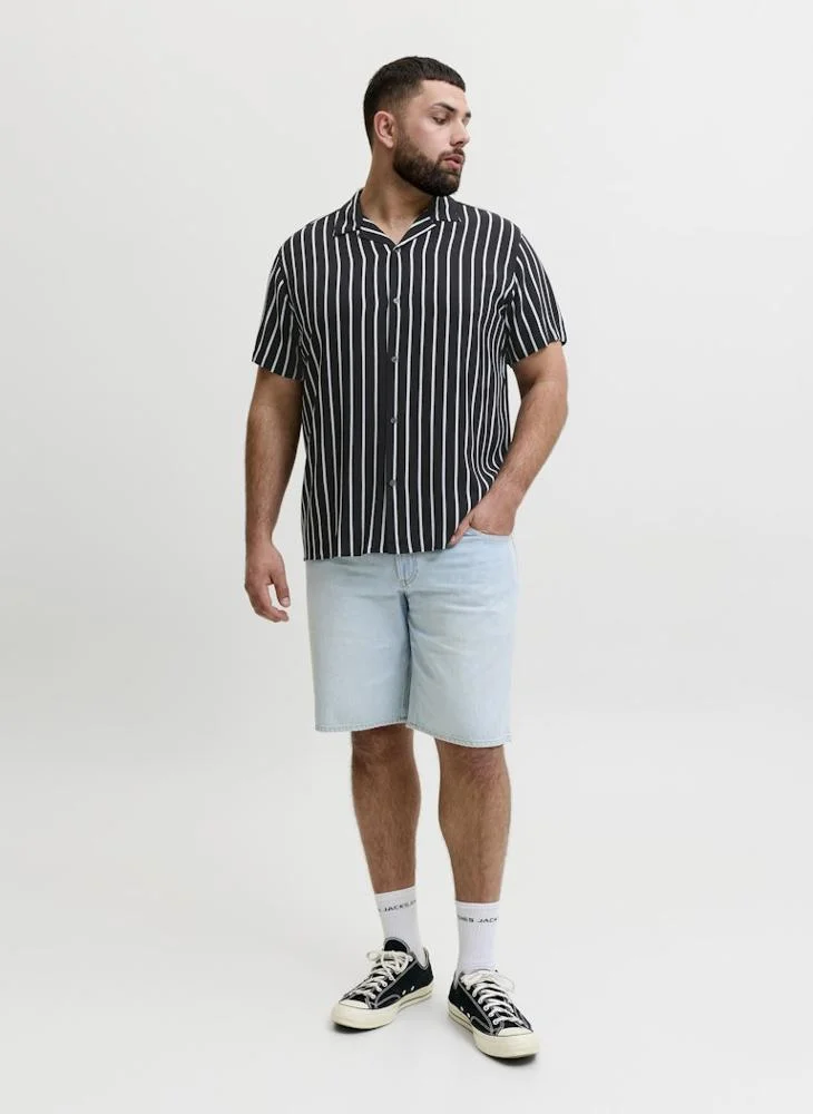 JACK & JONES  Plus Size Striped Short Sleeve Shirt for Men | Best Price UAE