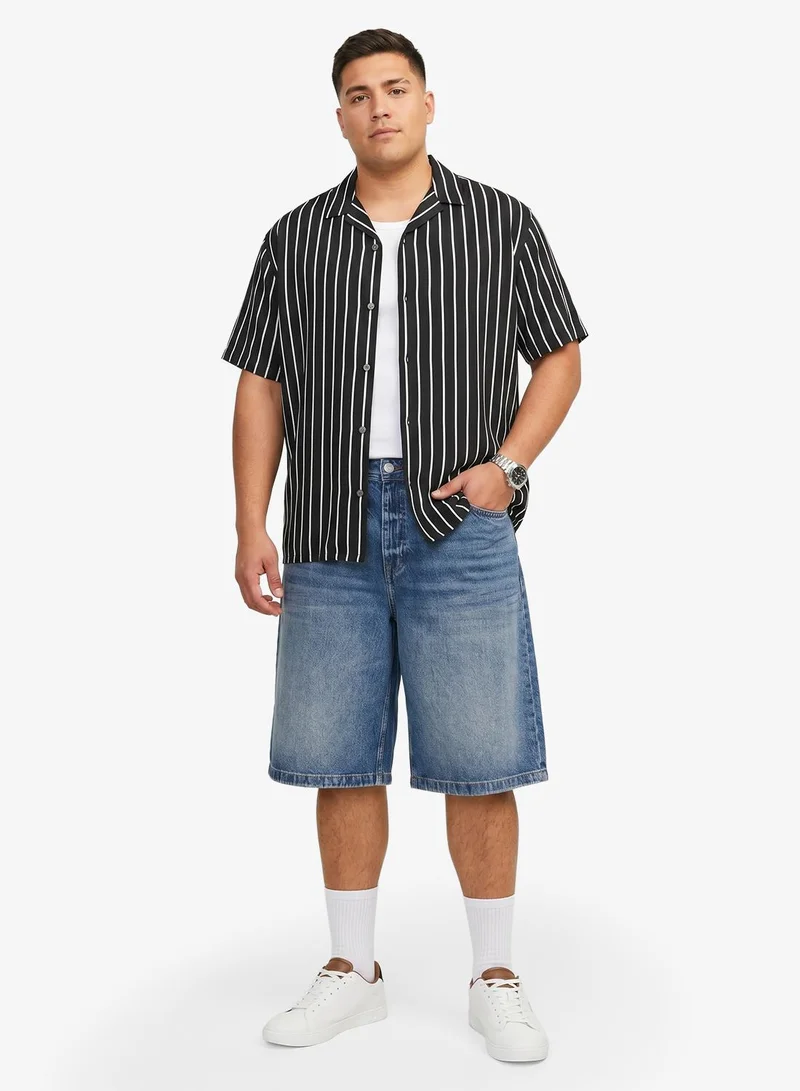 JACK & JONES  Plus Size Striped Short Sleeve Shirt for Men | Best Price UAE
