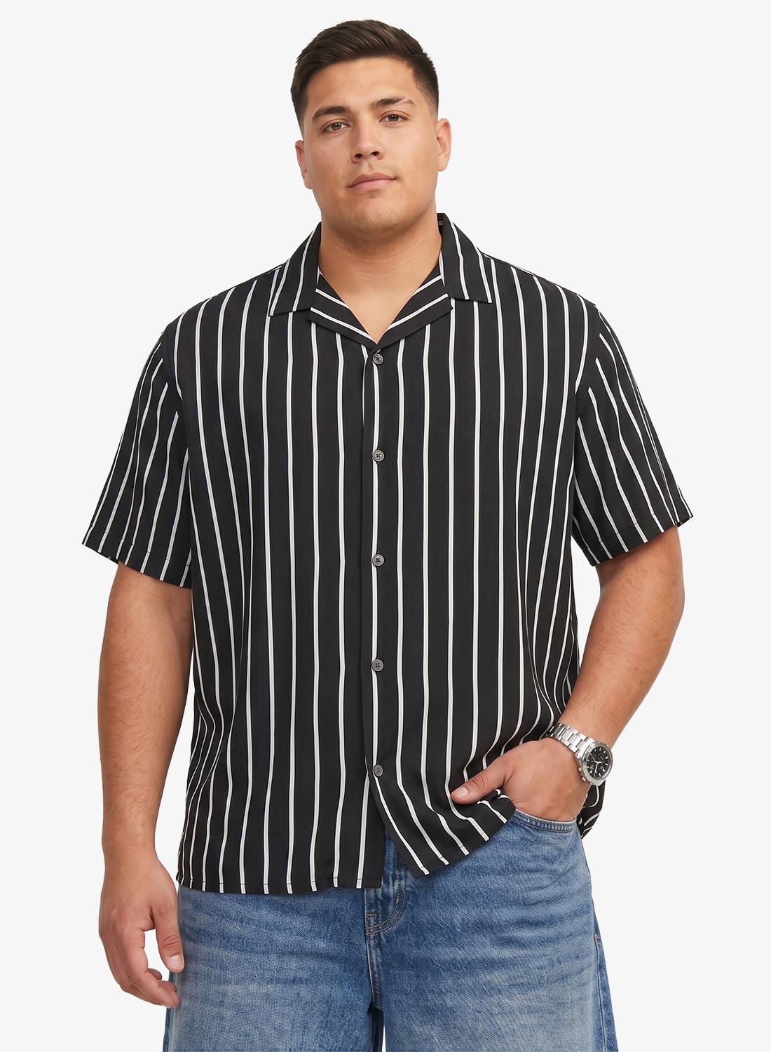 JACK & JONES Plus Size Striped Short Sleeve Shirt