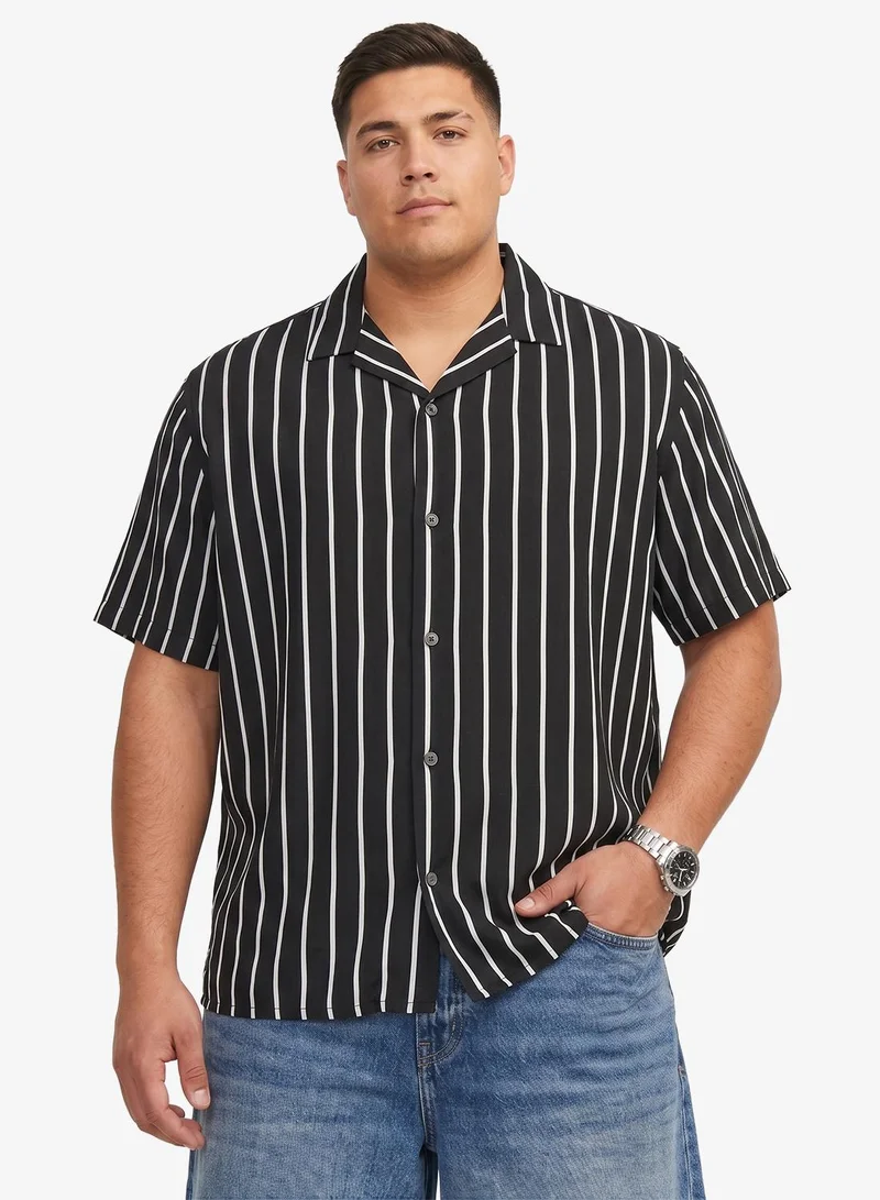 Plus Size Striped Short Sleeve Shirt