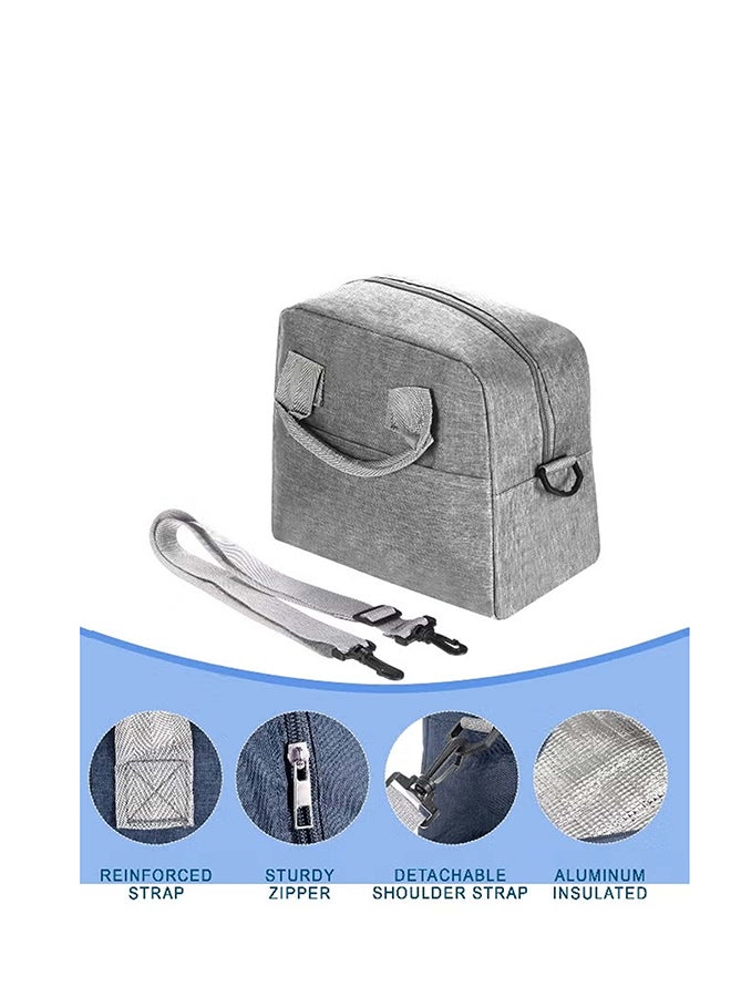 توشيونيكس حقيبة غداء معزولة للمكتب، المدرسة، العمل والسفر – حقيبة طعام حرارية من قماش أوكسفورد مع مقبض وحزام 110 سم – صندوق طعام بسحاب وجيب أمامي – مدمجة، قابلة لإعادة الاستخدام وخفيفة الوزن – الحجم 24×13×20 سم – السعة 6.2 لتر - Image 4