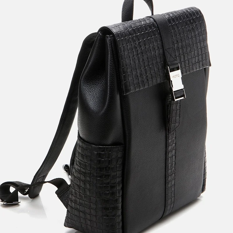 Hotiç 04CAH289020A100 GENUINE Leather Black Men's Backpack