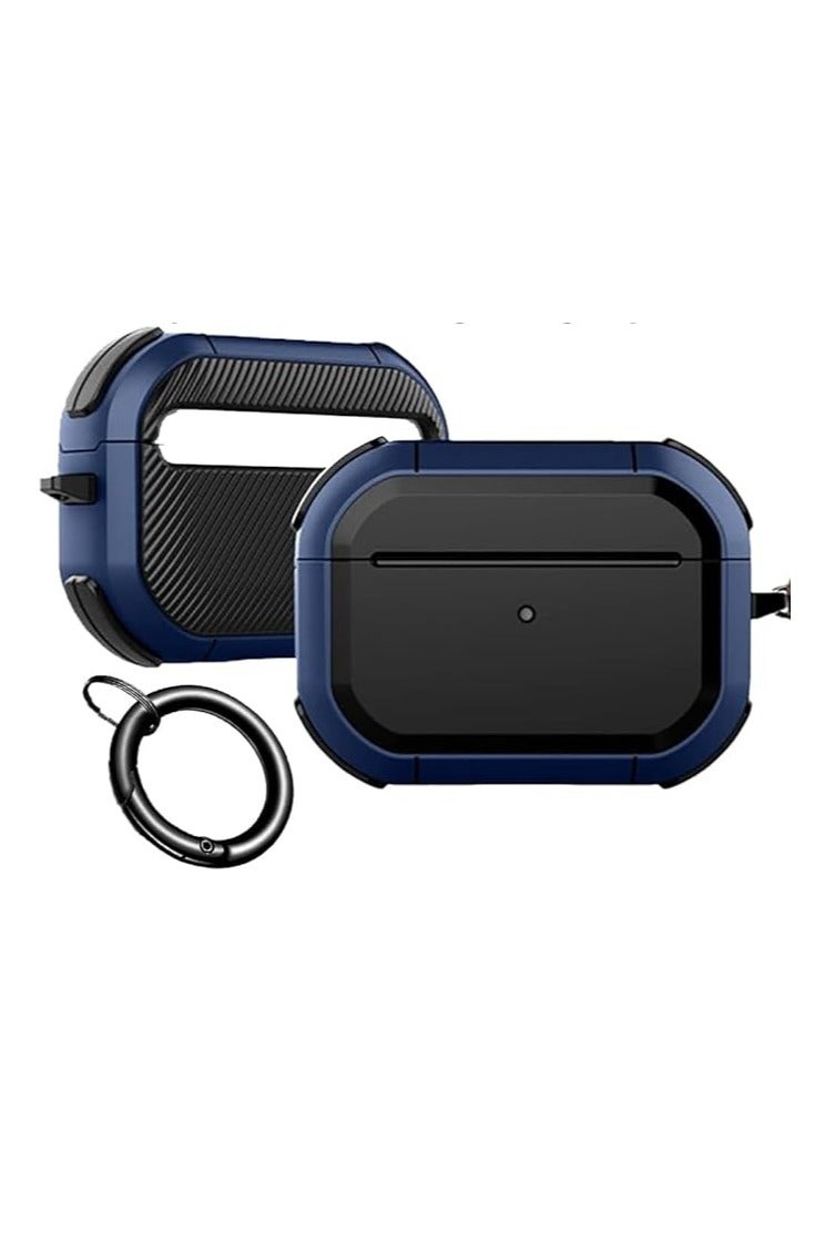 Shockproof Full Protection Case with Visible Front LED Light and Keychain Hook for Apple AirPods Pro 2nd Generation 2022 (AirPods Not Included) Blue, Synthetic Material