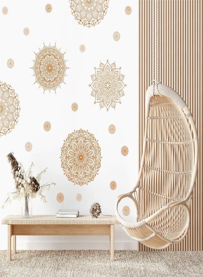 Kazova's Brown Mandala Wall Decals Lotus Flower Yoga & Heart Chakra Stickers Boho Lotus Decor & Headboard Sticker Removable Wall Art Sticker for Bedroom Living Room Decor - Image 3