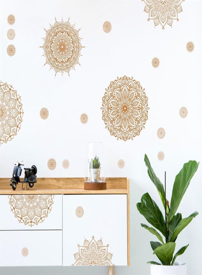 Kazova's Brown Mandala Wall Decals Lotus Flower Yoga & Heart Chakra Stickers Boho Lotus Decor & Headboard Sticker Removable Wall Art Sticker for Bedroom Living Room Decor - Image 4