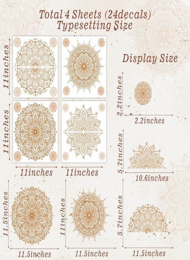Kazova's Brown Mandala Wall Decals Lotus Flower Yoga & Heart Chakra Stickers Boho Lotus Decor & Headboard Sticker Removable Wall Art Sticker for Bedroom Living Room Decor - Image 2