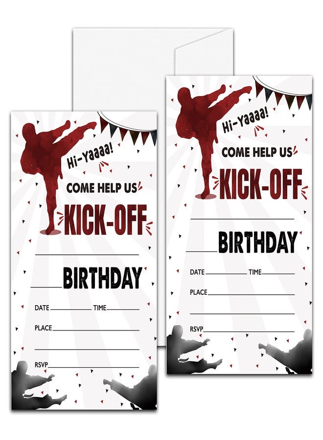Levitatinyear Karate Birthday Party Invitation, Martial Arts Themed Fill-In Invites, 20 Invitations With Envelopes for Man (4" X 6"), Adults Ninja Party Favors Decorations and Supplies -43 - Image 2