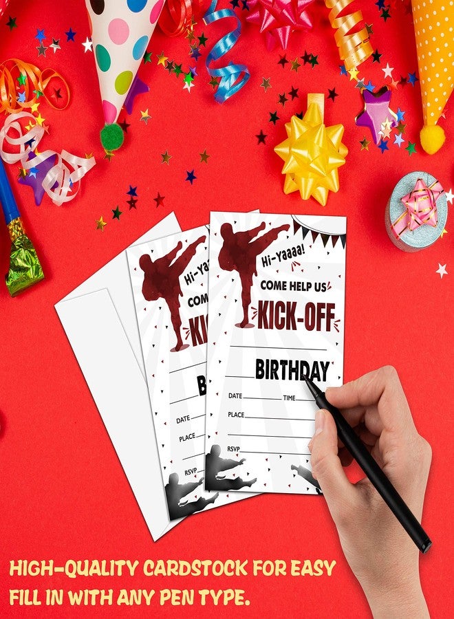 Levitatinyear Karate Birthday Party Invitation, Martial Arts Themed Fill-In Invites, 20 Invitations With Envelopes for Man (4" X 6"), Adults Ninja Party Favors Decorations and Supplies -43 - Image 3