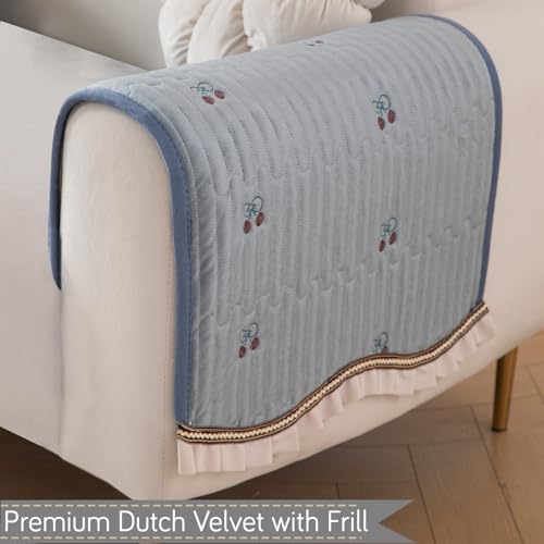 HOKIPO Premium Dutch Velvet Sofa Cover Mat with Frill for 1/2/3 Seater and L Shape Sofa. Make Your Own Sofa Cover Set, Mat Length 90(D) x 60(L) cm, Gentle Cream (AR-5733-CRM) - Image 2