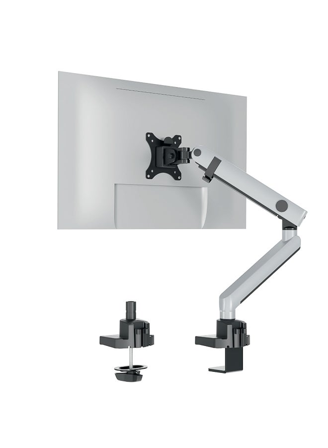 Durable Single Monitor Desk Mount for up to 34" Displays, Steel, Silver | Heavy-Duty Height Adjustable Single Monitor Arm, VESA Desk/Grommet Mount, Silver - Image 5