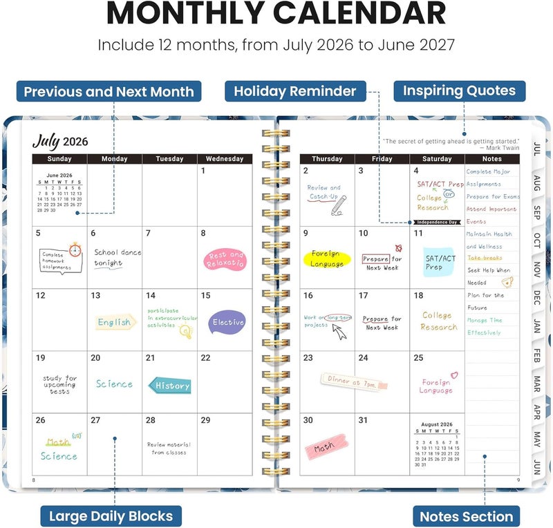 ZOTIA Planner 2026-2027, Monthly and Weekly Academic Planner July 2026 - June 2027, Hardcover Student Teacher Planning Agenda Calendar Book with Tabs, Perfect for Office School Supplies, A4 (8.5" x 11 - Image 2