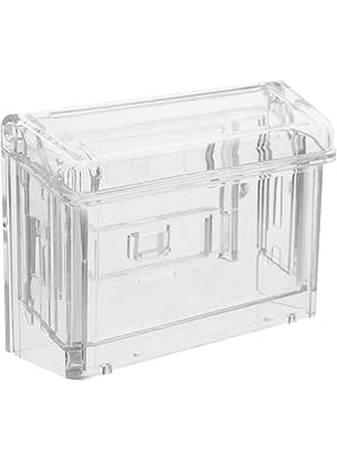 Clear Acrylic Business Card Holder Desk Storage Organizer Dustproof Flip Cover Long - Image 1