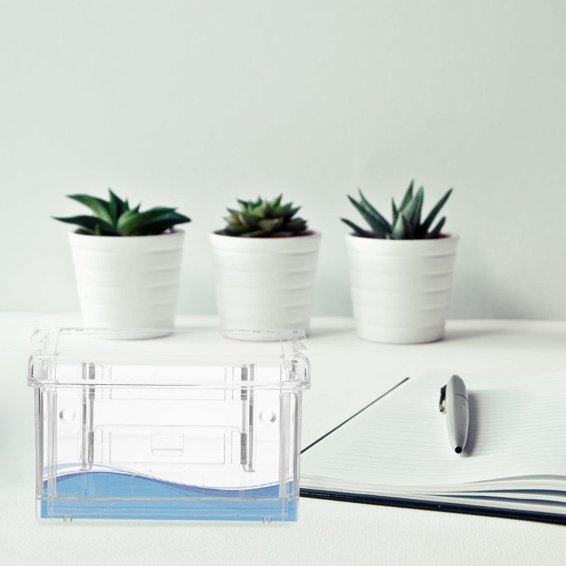 Clear Acrylic Business Card Holder Desk Storage Organizer Dustproof Flip Cover Long - Image 4