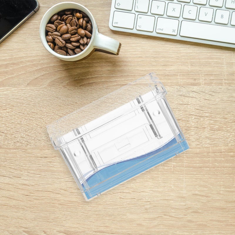 Clear Acrylic Business Card Holder Desk Storage Organizer Dustproof Flip Cover Long - Image 3