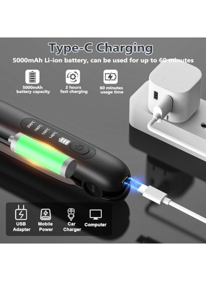 2 in 1 Cordless Travel Hair Straightener and Curler USB Rechargeable with 5000mAh Battery Portable Mini Cordless Hair Styler Fast Heating 4 Adjustable Temperature Levels by Nalacal - Image 4