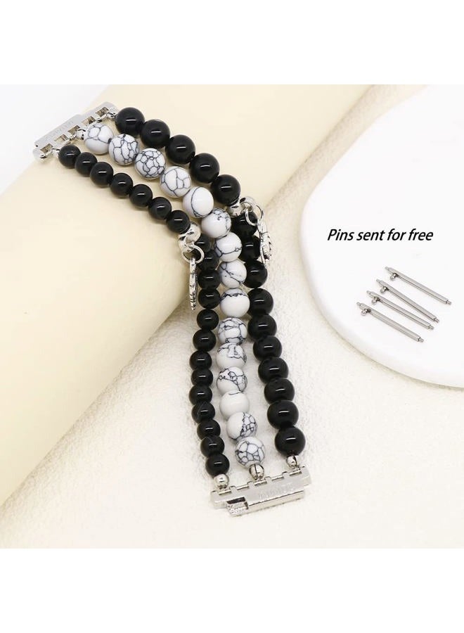 LuReen Beaded Bracelet Band Compatible with Galaxy Watch 7/6/5/4 40mm 44mm/Watch 6 Classic 43mm 47mm/Watch 5 Pro 45mm/Watch 4 Classic/Active 2 Band, 20mm Elastic Stretchy Strap Wristband for Women - Image 2