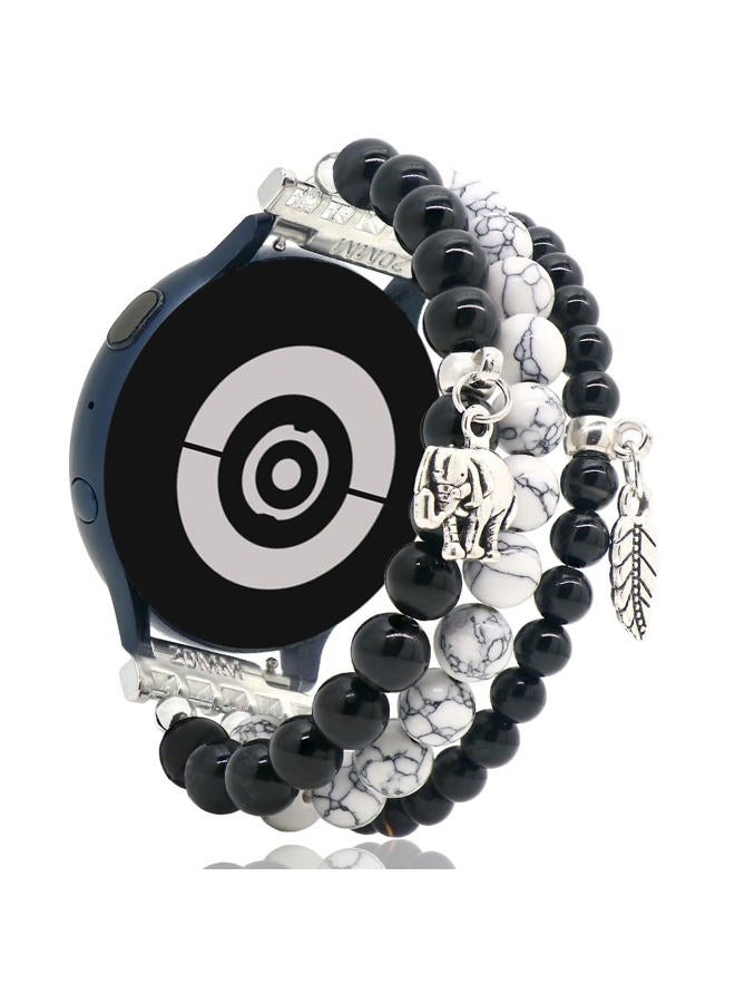LuReen Beaded Bracelet Band Compatible with Galaxy Watch 7/6/5/4 40mm 44mm/Watch 6 Classic 43mm 47mm/Watch 5 Pro 45mm/Watch 4 Classic/Active 2 Band, 20mm Elastic Stretchy Strap Wristband for Women - Image 1