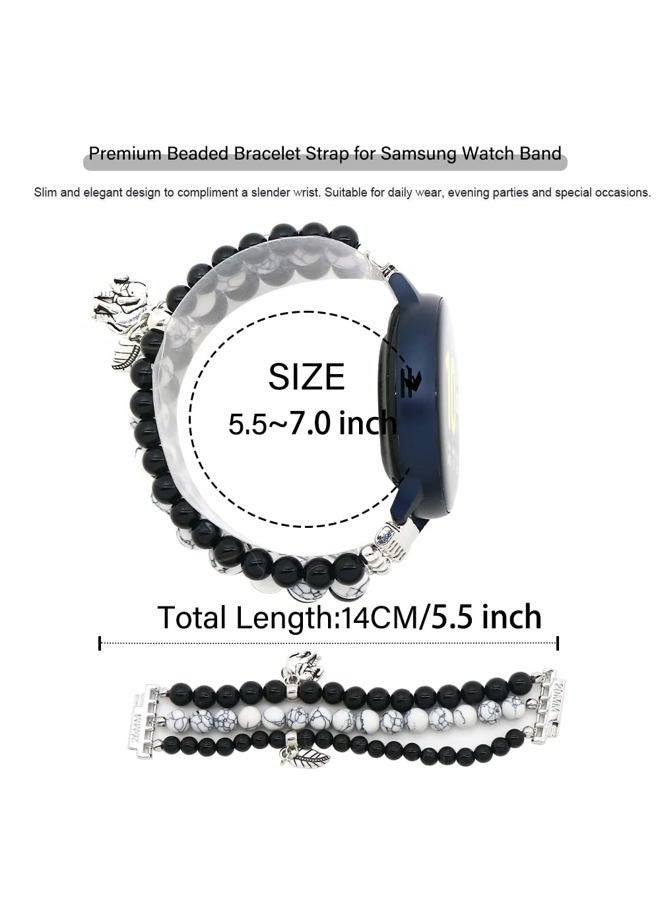 LuReen Beaded Bracelet Band Compatible with Galaxy Watch 7/6/5/4 40mm 44mm/Watch 6 Classic 43mm 47mm/Watch 5 Pro 45mm/Watch 4 Classic/Active 2 Band, 20mm Elastic Stretchy Strap Wristband for Women - Image 3