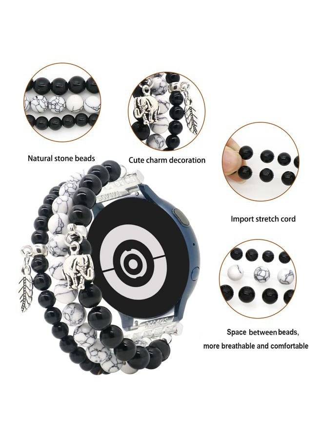 LuReen Beaded Bracelet Band Compatible with Galaxy Watch 7/6/5/4 40mm 44mm/Watch 6 Classic 43mm 47mm/Watch 5 Pro 45mm/Watch 4 Classic/Active 2 Band, 20mm Elastic Stretchy Strap Wristband for Women - Image 5