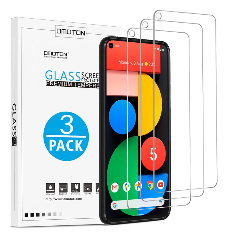 OMOTON 3 Pack Screen Protector for Google Pixel 5 Tempered GlassCase FriendlyAnti Scratch Screen Protector for Google Pixel 5 - Image 3