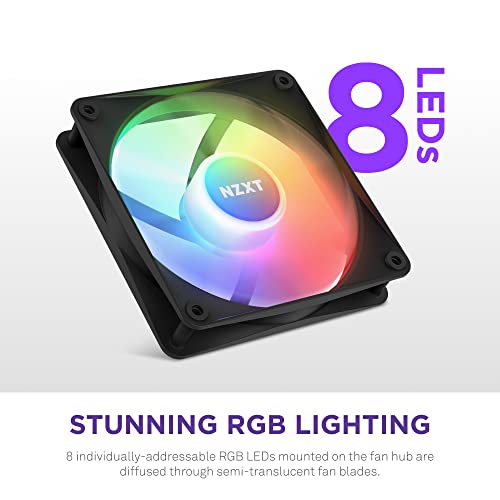 NZXT F120 RGB Core - 120mm Hub Mounted RGB Fan - 8 Individually Controllable LEDs - Semi Transparent Fan Blades - Hydrodynamic Bearing - PWM Control - CAM Software - Black - Image 2